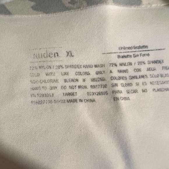 Auden Marled V-neck Marble Bra Yoga Strappy Wireless Sports Bra Size X-Large - Picture 4 of 4